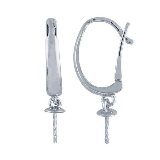 Rhodium-Plated Sterling Silver Lever-Back Earring Setting: 3.8mm Cup (1 Pair)