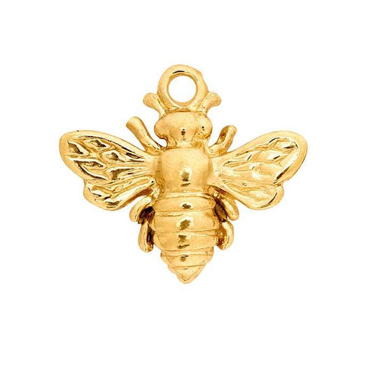 Solid 14K Gold Small Bee Charm 10x12mm no jumpring