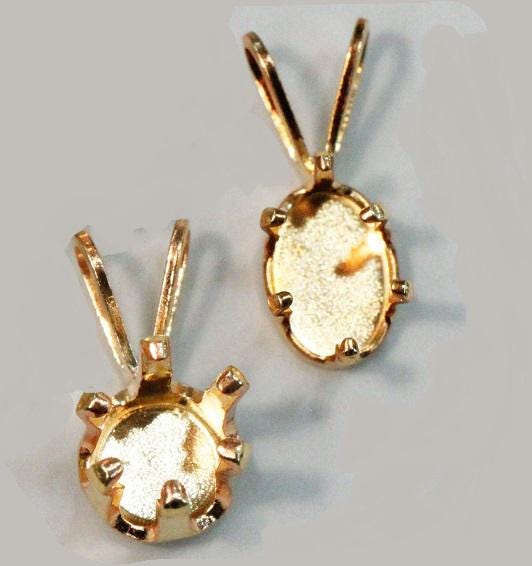 14k Gold filled snap-in pendant settings in round or oval, choose your size