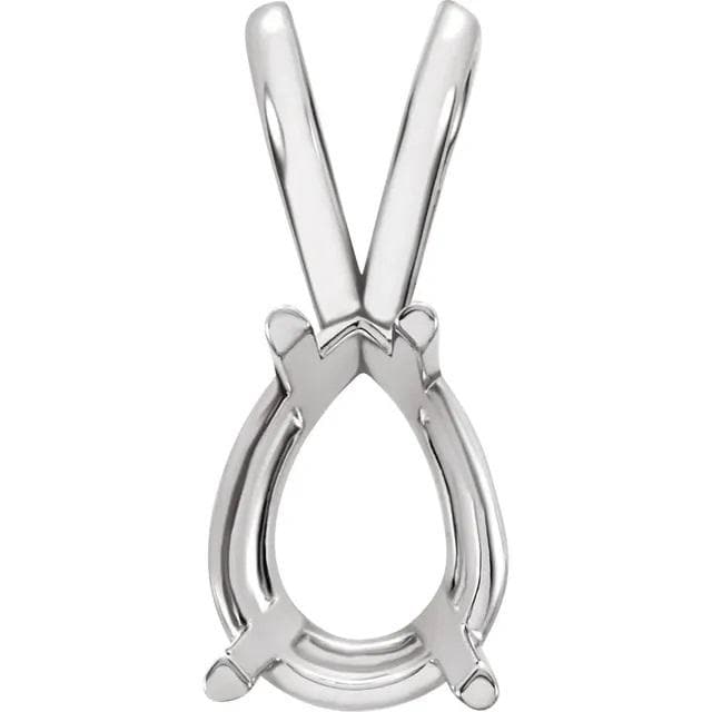 Pear 4-Prong Pendant Mounting in 14k Gold or 925 Sterling Silver, choose your size