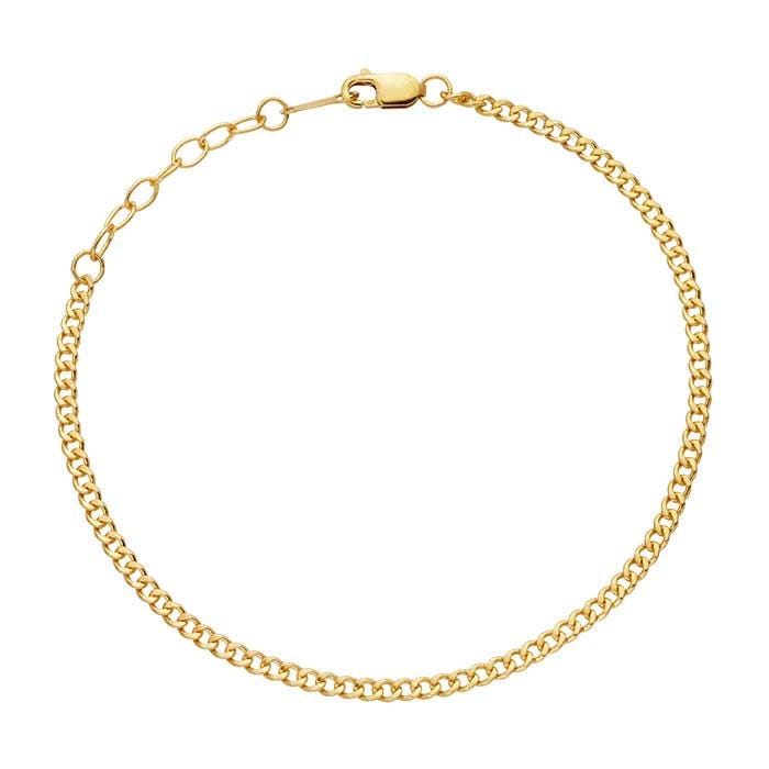 14/20 Yellow Gold-Filled Curb Chain Bracelet: Adjustable Fashion Style
