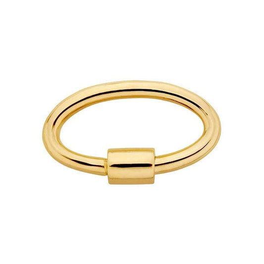 10K Yellow Gold Oval or Round Carabiner Clasp: 16.8mm Screw Lock