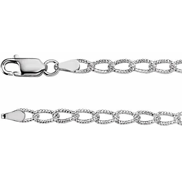 Sterling Silver 3 mm Curb 9.5" Chain, Anklet, Charm bracelet