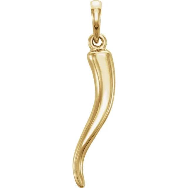 Italian Horn Pendant: 14k Gold Cornicello Charm (26.7x6mm)