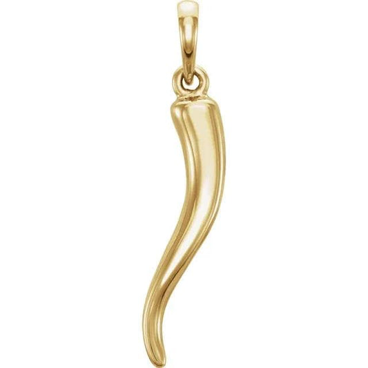 Italian Horn Pendant: 14k Gold Cornicello Charm (26.7x6mm)