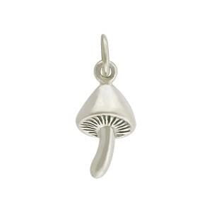 Sterling Silver Mushroom Charm - Food Charm 17x7mm