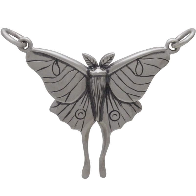 Sterling Silver Luna Moth Pendant Festoon 26x30mm