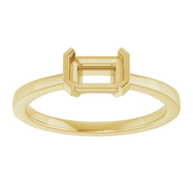 Emerald Solitaire Ring Mounting, East-West Setting, Engagement ring in Karat Gold