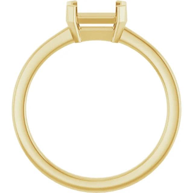 Emerald Solitaire Ring Mounting, East-West Setting, Engagement ring in Karat Gold