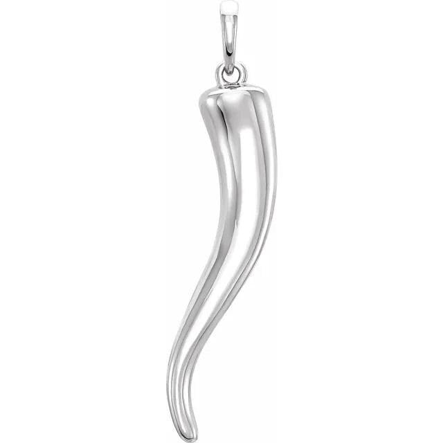Italian Horn Pendant: 14k Gold Cornicello Charm (26.7x6mm)