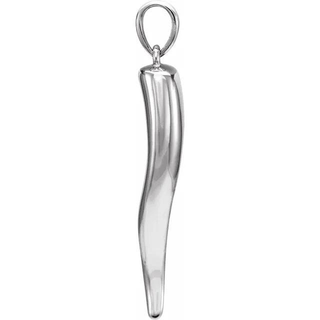 Italian Horn Pendant: 14k Gold Cornicello Charm (26.7x6mm)