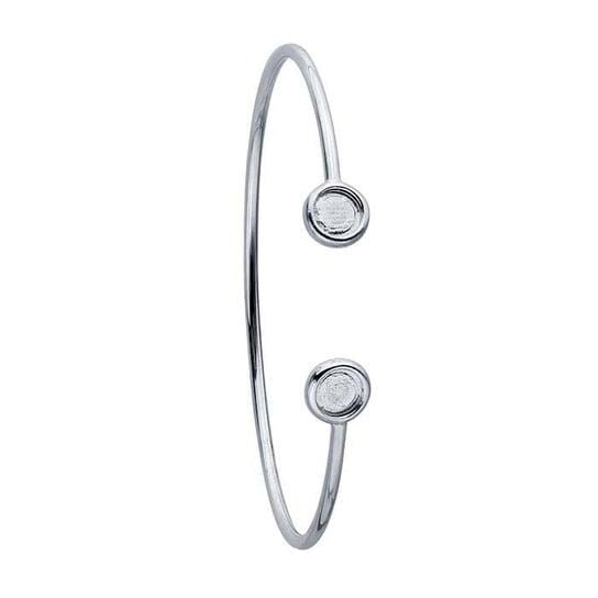 Sterling Silver Rhodium-Plated Round Cabochon Flex Tube Bracelet Mounting, 3 setting sizes available