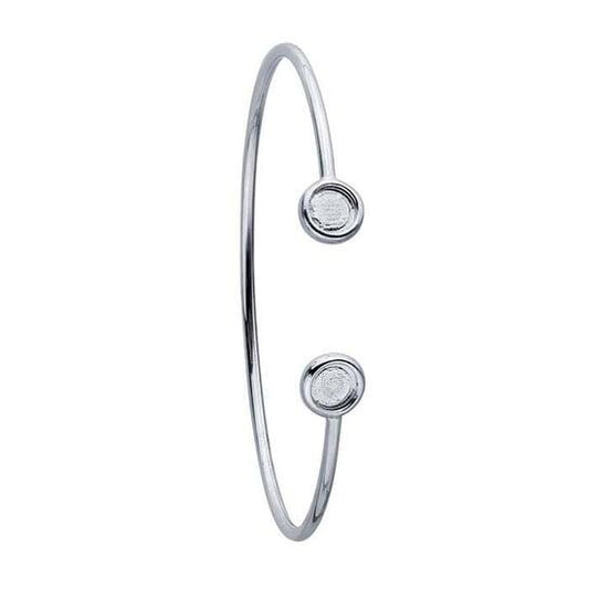 Sterling Silver Rhodium-Plated Round Cabochon Flex Tube Bracelet Mounting, 3 setting sizes available