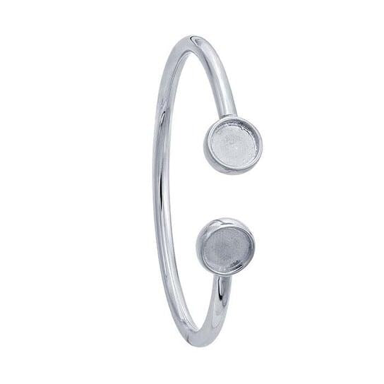 Sterling Silver Rhodium-Plated Round Cabochon Flex Tube Bracelet Mounting, 3 setting sizes available