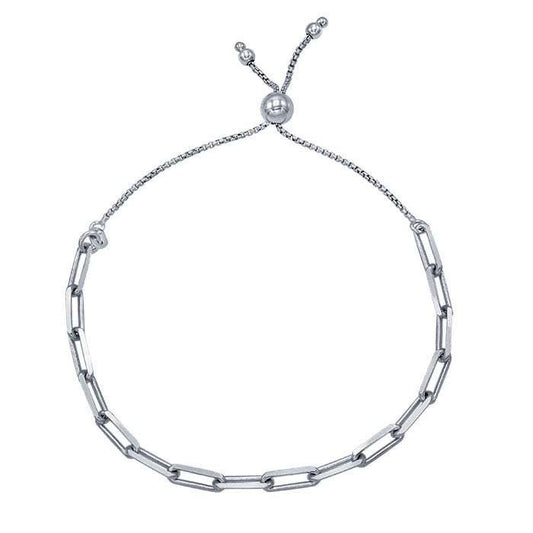 Sterling Silver Drawn Cable Chain Bracelet, Adjustable