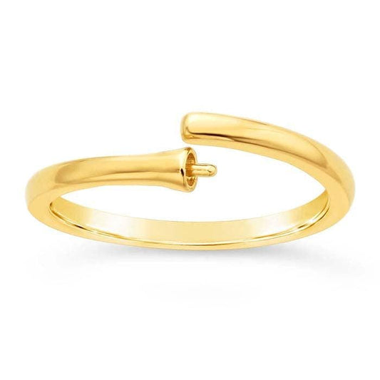 14K Yellow Gold Bypass Pearl Ring Mounting, 3 sizes available