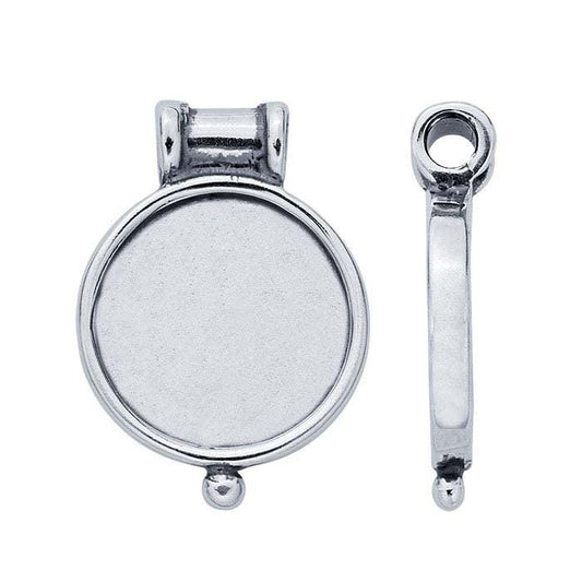 Sterling Silver 10mm Round Cabochon Pendant Slide Mounting