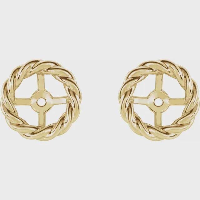 Rope Earring Jackets in Sterling Silver or 14k Gold, 3 sizes available
