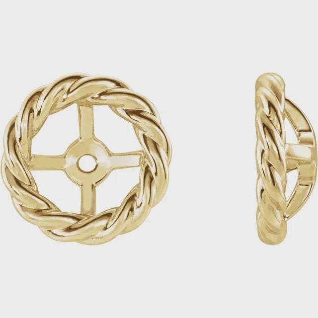 Rope Earring Jackets in Sterling Silver or 14k Gold, 3 sizes available