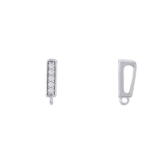 CZ Sterling Silver Bail with Ring: 9.5x2.4mm Pendant Connector