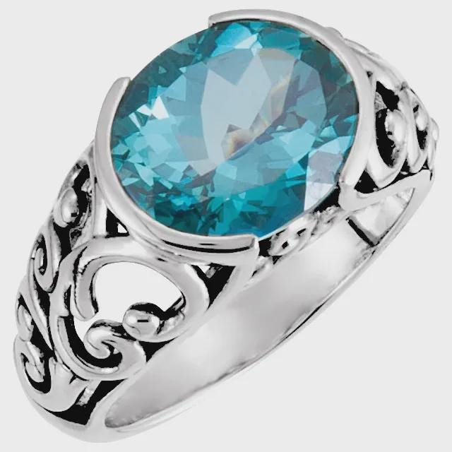 Sterling Silver 12x10 mm Oval Ring Mounting