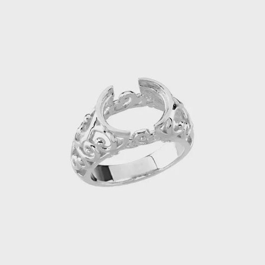 Sterling Silver 12x10 mm Oval Ring Mounting