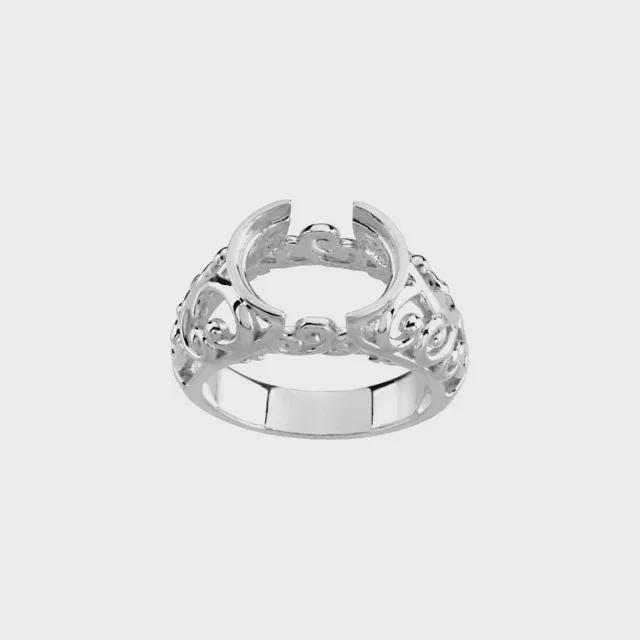 Sterling Silver 12x10 mm Oval Ring Mounting