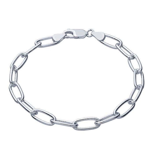 Sterling Silver 6.2mm Oval Link Chain Bracelet,  8 inch