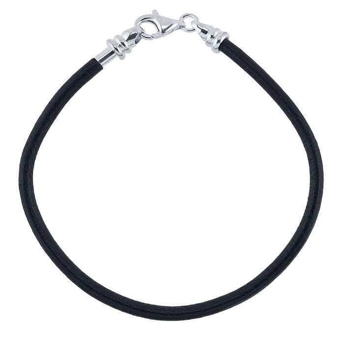Black Leather Cord Bracelet with Sterling Silver Threaded End Cap