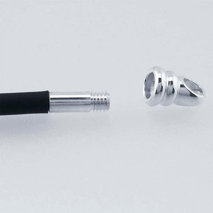 Black Leather Cord Bracelet with Sterling Silver Threaded End Cap