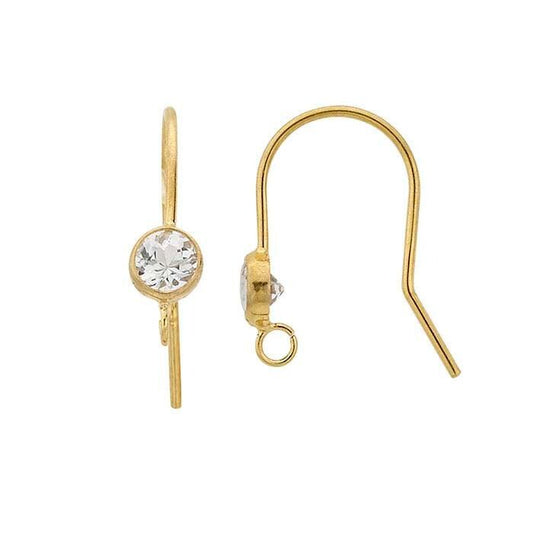 14K Yellow Gold-Filled White Topaz Ear Wire: DIY Jewelry Supplies