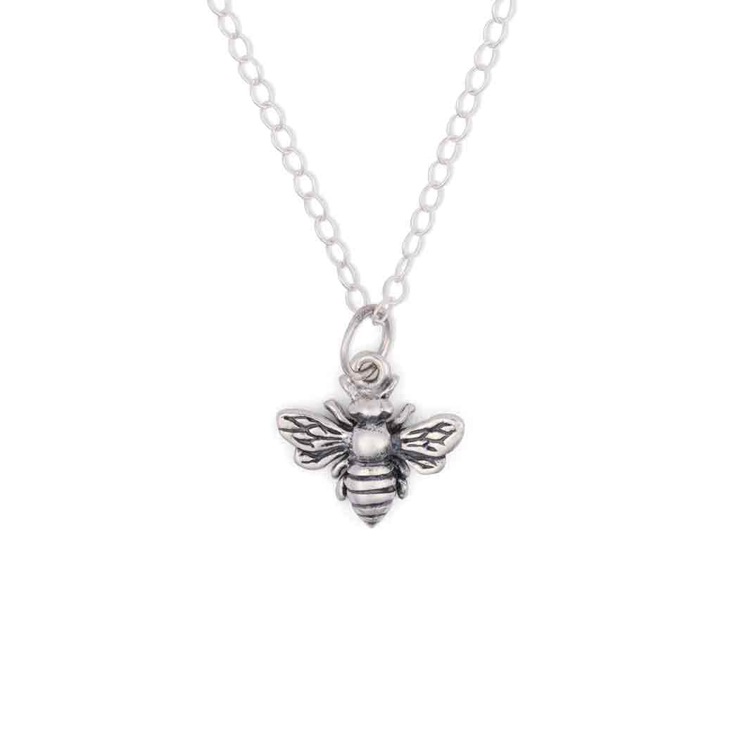 Sterling Silver Bee Necklace, 18 inch