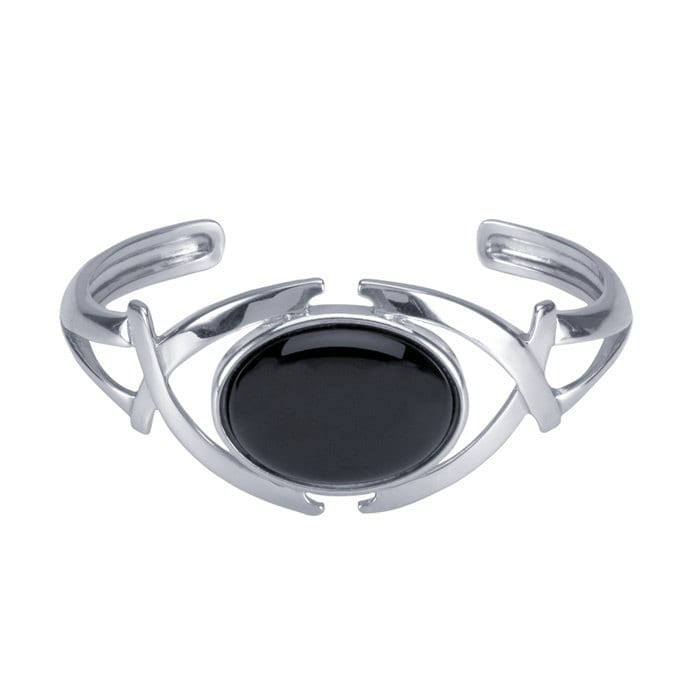 Criss-Cross Cuff Bracelet with 25 x 18mm Bezel Mounting, Sterling Silver
