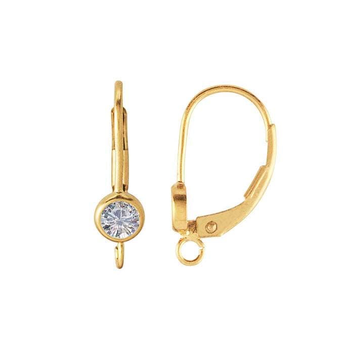 14/20 Yellow Gold-Filled Lever-Back Ear Wire with CZ Accent