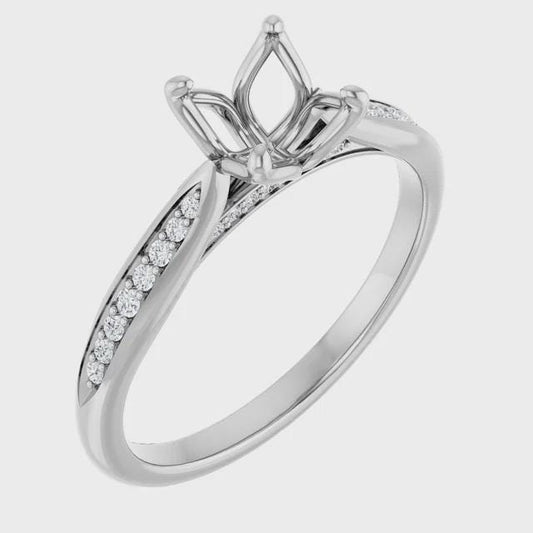 14K White 6.5 mm Round 1/8 CTW Natural Diamond Semi-Set Engagement Ring