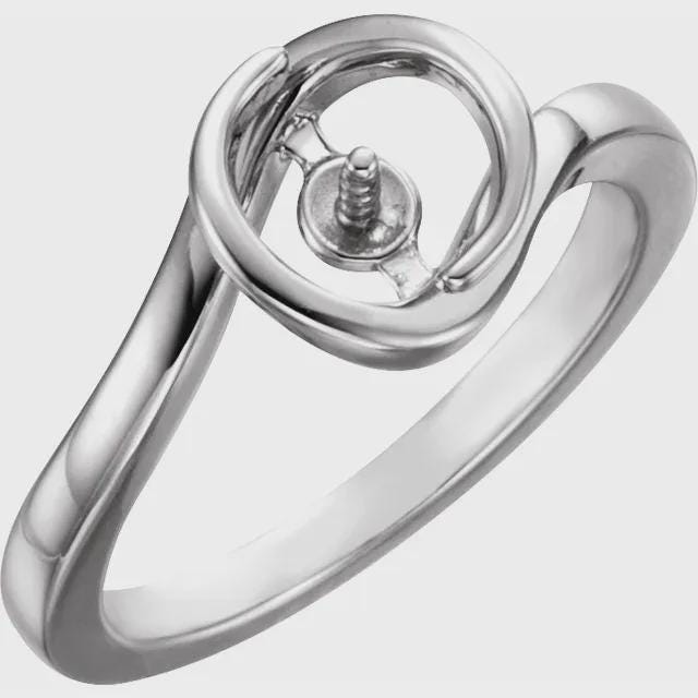 Sterling Silver Ring Mounting for 7 mm Pearl