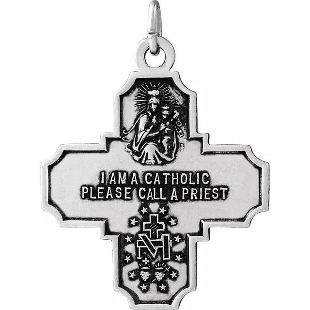 Sterling Silver Four-Way Cross Medal, 3 sizes available