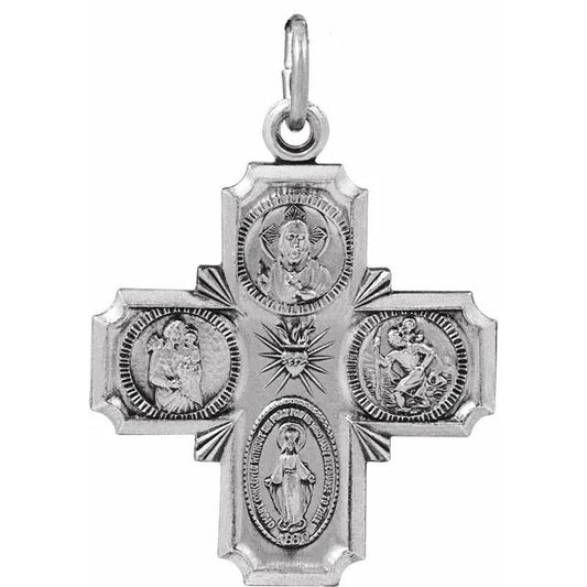 Sterling Silver Four-Way Cross Medal, 3 sizes available