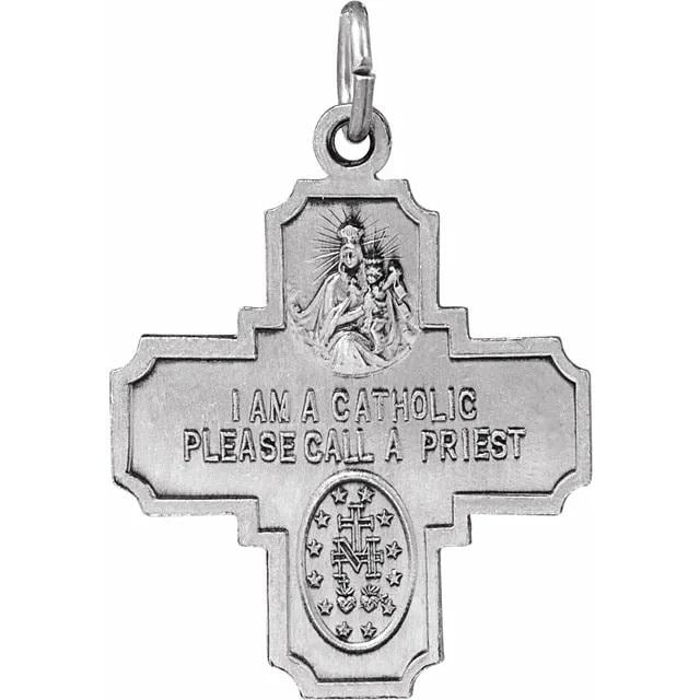 Sterling Silver Four-Way Cross Medal, 3 sizes available