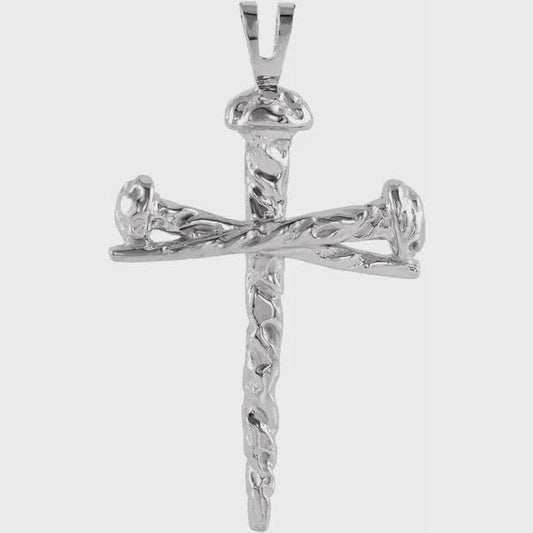 Sterling Silver Nail Design Cross Pendant, two sizes available
