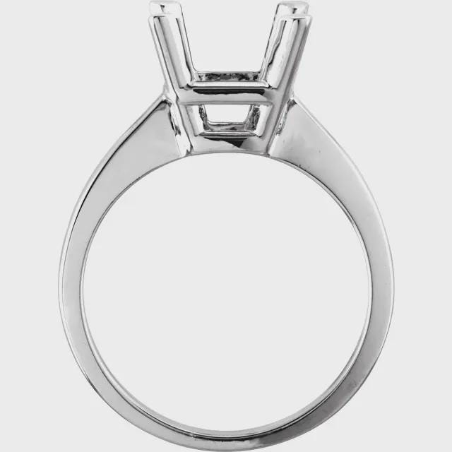 10K Gold Princess Cut Solitaire Ring Mounting - Choose Yellow or White Gold