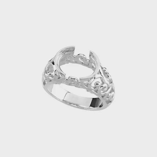 Sterling Silver 12x10 mm Oval Ring Mounting