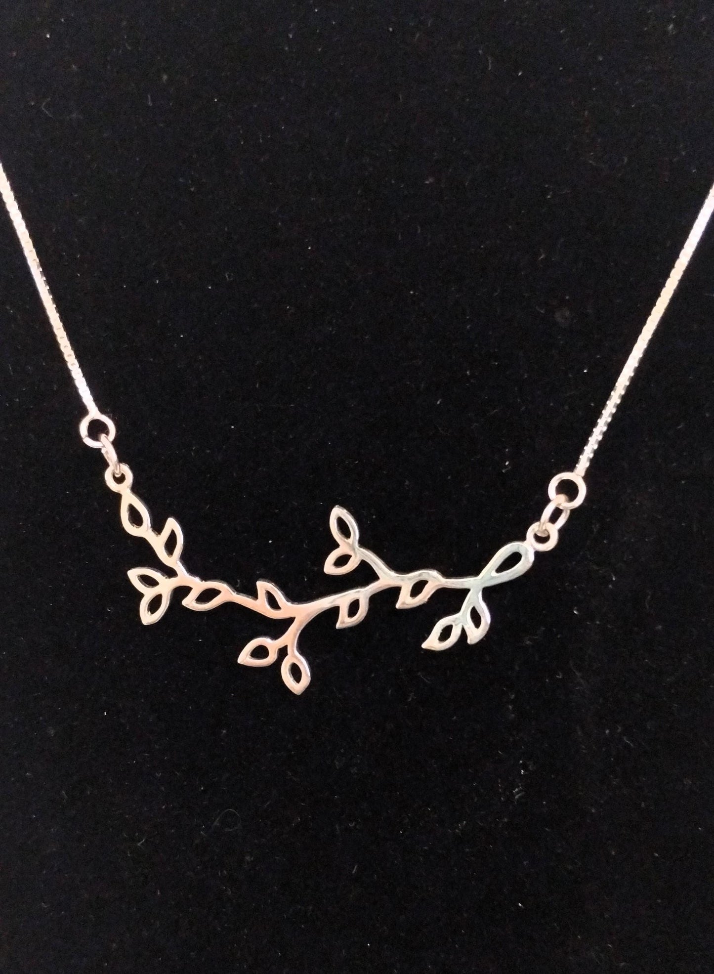 Sterling Silver Branch with Leaves Pendant Festoon 27x51mm