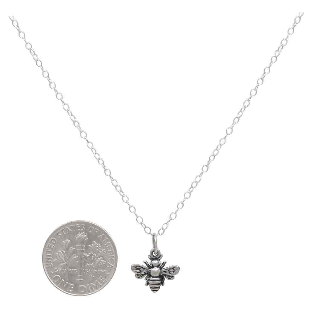 Sterling Silver Bee Necklace, 18 inch