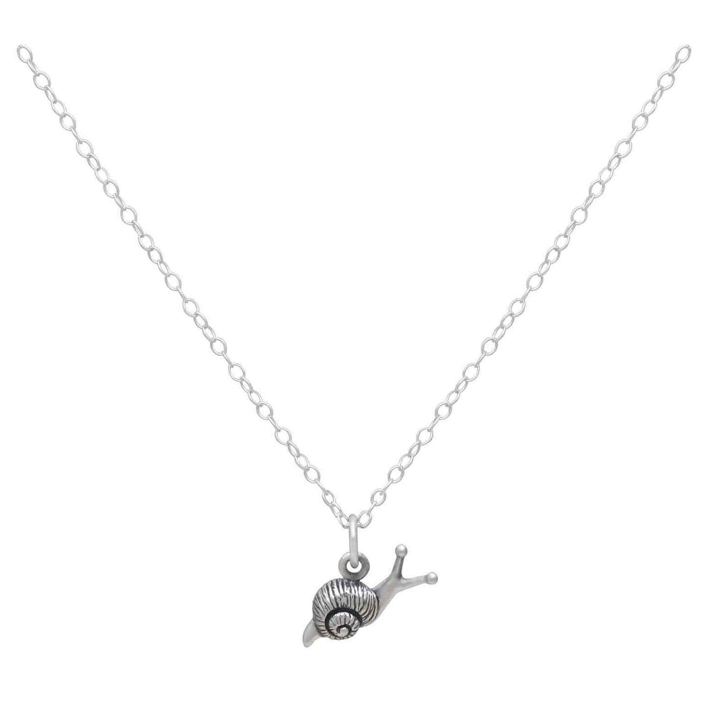 Sterling Silver Snail Necklace, 18 inch curb chain