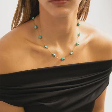 18K Gold PVD Stainless Steel Beaded Stone Chain - By The Foot, choose your color