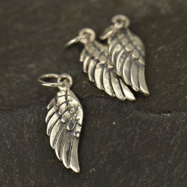 Sterling silver angel wing charm, choose left or right
