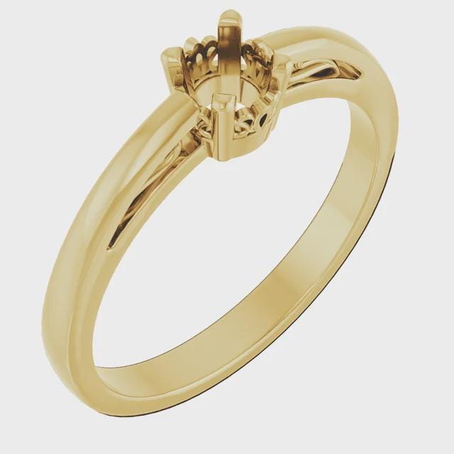 Sterling Silver or 14k Gold Solitaire Ring, Round, Choose your setting size.
