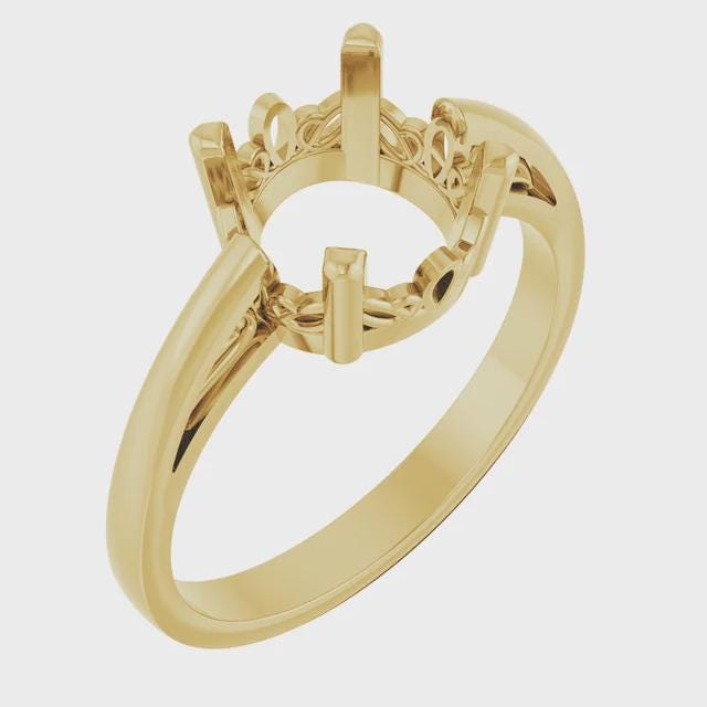 Sterling Silver or 14k Gold Solitaire Ring, Round, Choose your setting size.