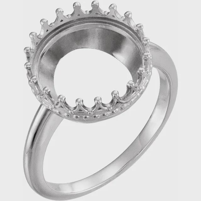 Round Cabochon Ring Mounting in Sterling Silver or 10k Gold, in 3 setting sizes available